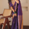 Outstanding Purple Cotton Silk Saree With Flattering Blouse Piece