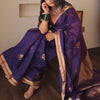 Outstanding Purple Cotton Silk Saree With Flattering Blouse Piece