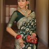 Adorable Dark Green Soft Silk Saree With Blissful Blouse Piece