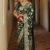 Adorable Dark Green Soft Silk Saree With Blissful Blouse Piece