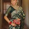 Adorable Dark Green Soft Silk Saree With Blissful Blouse Piece
