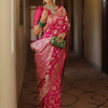 Fairytale Dark Pink Soft Silk Saree With Comely Blouse Piece