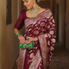 Enamoring Wine Soft Silk Saree With Eclat Blouse Piece