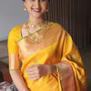 Amazing Yellow Soft Silk Saree With Surpassing Blouse Piece