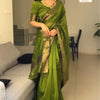 Seraglio Green Cotton Silk Saree With Magnificat Blouse Piece
