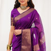 Flattering Magenta Cotton Silk Saree With Innovative Blouse Piece