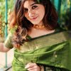Dazzling Green Cotton Silk Saree With Beautiful Blouse Piece