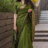 Lissome Green Cotton Silk Saree With Ratatouille Blouse Piece