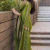 Lissome Green Cotton Silk Saree With Ratatouille Blouse Piece