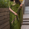 Lissome Green Cotton Silk Saree With Ratatouille Blouse Piece