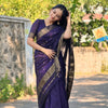 Attractive Purple Cotton Silk Saree With Incredible Blouse Piece