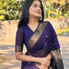 Attractive Purple Cotton Silk Saree With Incredible Blouse Piece
