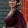 Gleaming Wine Cotton Silk Saree With Serendipity Blouse Piece