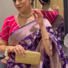 Invaluable Purple Soft Silk Saree With Designer Blouse Piece