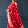 Staring Red Soft Silk Saree With Delightful Blouse Piece