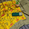 Flamboyant Yellow Soft Silk Saree With Twirling Blouse Piece
