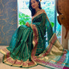 Attractive Rama Soft Silk Saree With Classy Blouse Piece