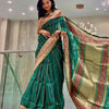 Attractive Rama Soft Silk Saree With Classy Blouse Piece