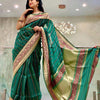 Attractive Rama Soft Silk Saree With Classy Blouse Piece