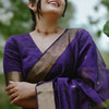 Opulent Purple Cotton Silk Saree With Radiant Blouse Piece