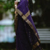 Opulent Purple Cotton Silk Saree With Radiant Blouse Piece