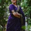 Opulent Purple Cotton Silk Saree With Radiant Blouse Piece