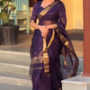 Winsome Purple Cotton Silk Saree With Forbearance Blouse Piece