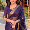 Winsome Purple Cotton Silk Saree With Forbearance Blouse Piece