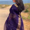 Winsome Purple Cotton Silk Saree With Forbearance Blouse Piece