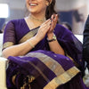Bollywood Style Purple Cotton Silk Saree With Majestic Blouse Piece