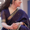 Bollywood Style Purple Cotton Silk Saree With Majestic Blouse Piece