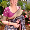 Wonderful Grey Soft Silk Saree With Attractive Blouse Piece