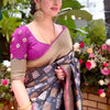 Wonderful Grey Soft Silk Saree With Attractive Blouse Piece