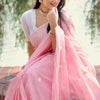 Vestigial Pink Cotton Silk Saree With Mellifluous Blouse Piece