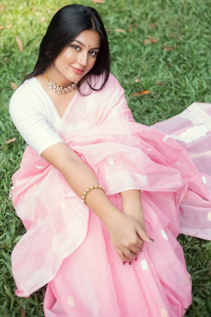 Vestigial Pink Cotton Silk Saree With Mellifluous Blouse Piece