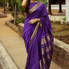 Flamboyant Purple Soft Silk Saree With Ethnic Blouse Piece