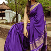 Flamboyant Purple Soft Silk Saree With Ethnic Blouse Piece