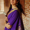 Flamboyant Purple Soft Silk Saree With Ethnic Blouse Piece