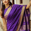 Flamboyant Purple Soft Silk Saree With Ethnic Blouse Piece