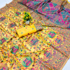 Nebula Yellow Pashmina Saree With Sonorous Blouse Piece