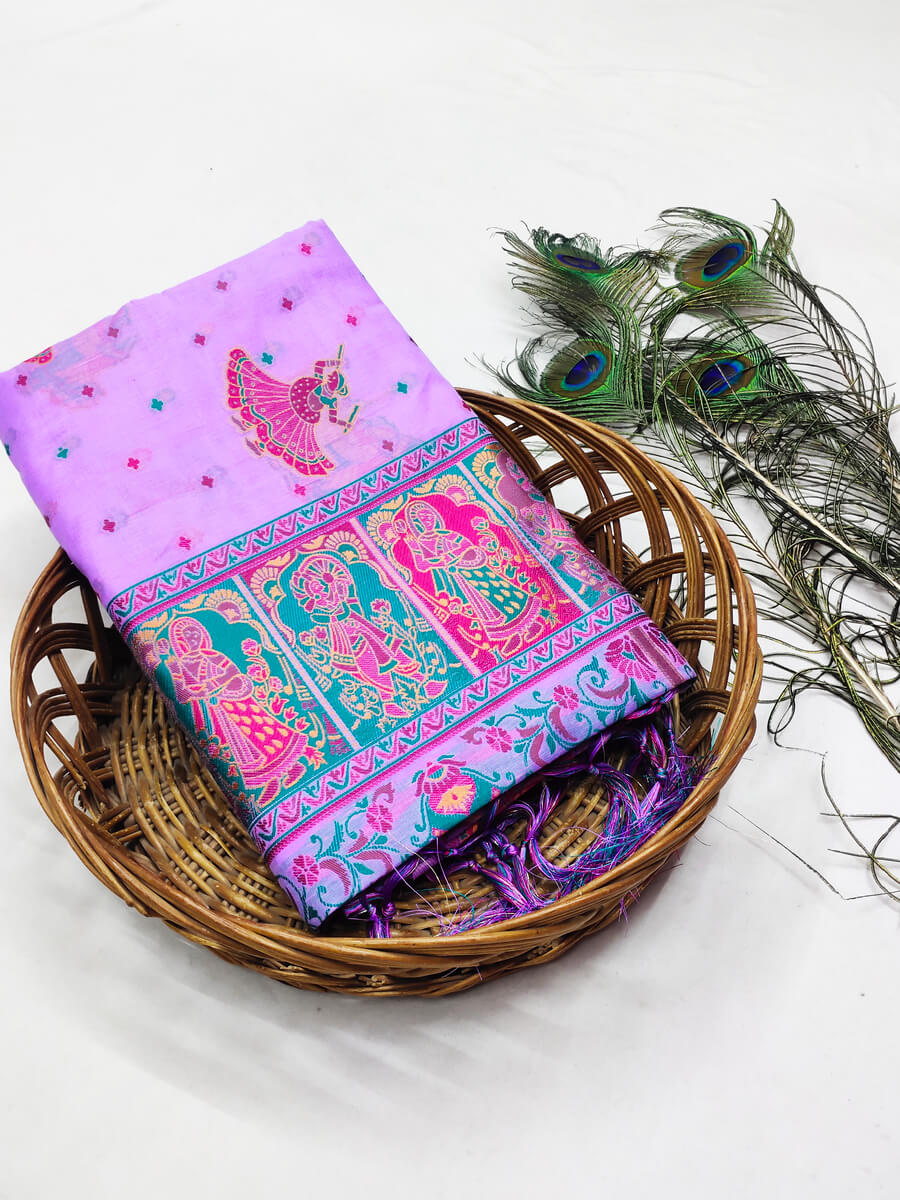 Piquant Lavender Pashmina Saree With Dalliance Blouse Piece