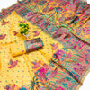 Demesne Yellow Pashmina Saree With Prodigal Blouse Piece