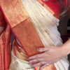 Desirable Beige Pure Banarasi Silk Saree With Beauteous Blouse Piece