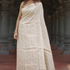 Stunning Beige Linen Silk Saree With Lovely Blouse Piece
