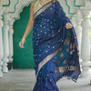 Vivacious Blue Linen Silk Saree With Captivating Blouse Piece