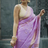 Refreshing Lavender Linen Silk Saree With Phenomenal Blouse Piece