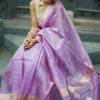 Refreshing Lavender Linen Silk Saree With Phenomenal Blouse Piece