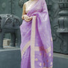 Refreshing Lavender Linen Silk Saree With Phenomenal Blouse Piece