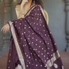 Divine Wine Linen Silk Saree With Prominent  Blouse Piece