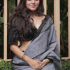 Prominent Grey Cotton Silk Saree With Enamoring Blouse Piece